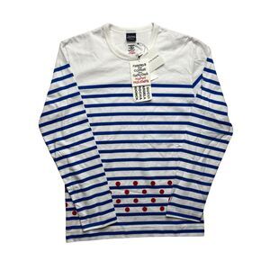 5-92 COMME DES GARCONS Men's Top Striped Blue White Small